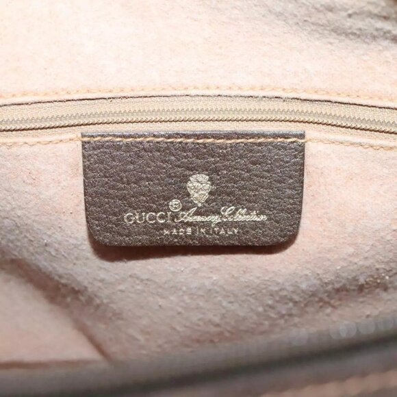 GUCCI GG Supreme Web Sherry Line Boston Bag PVC Beige Gold 40 20 007 Auth - Picture 5 of 16